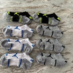 Puma Boy’s Athletic Socks - Black, Gray, White, Blue, Green youth large